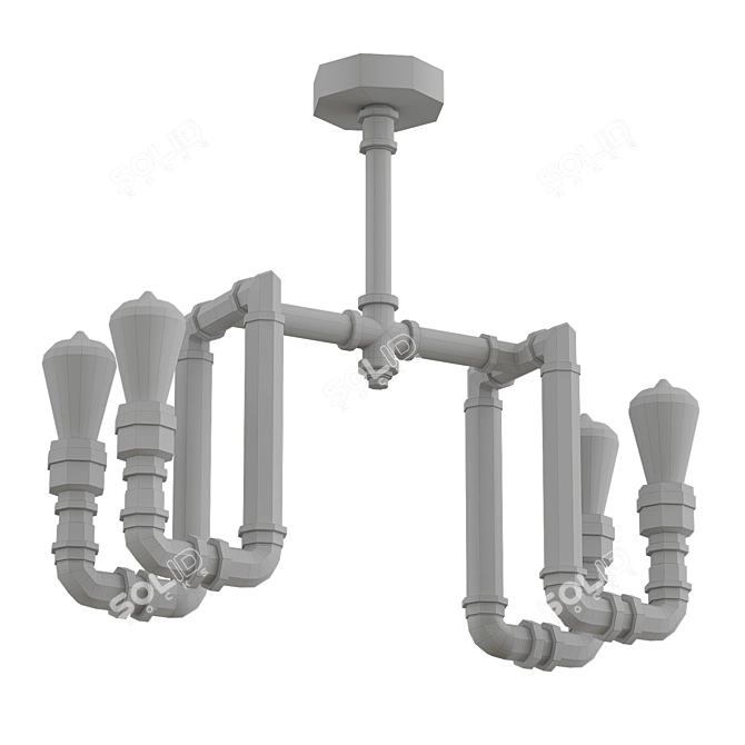 Industrial Water Pipe Ceiling Light 3D model image 3