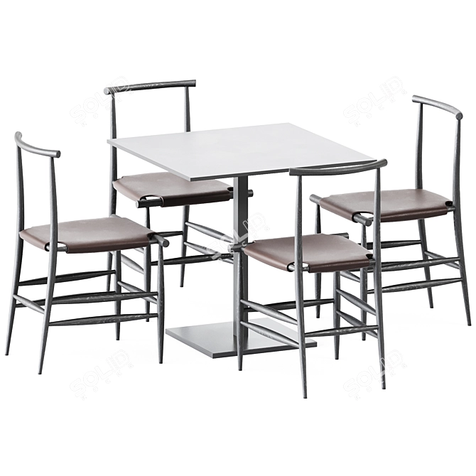 Modern Dining Set: Dado S80 Table & Pelleossa Chair 3D model image 1