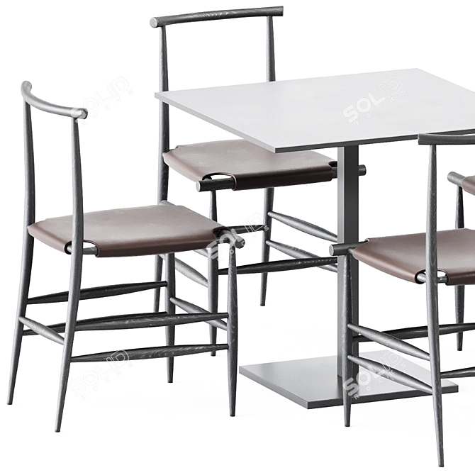 Modern Dining Set: Dado S80 Table & Pelleossa Chair 3D model image 2