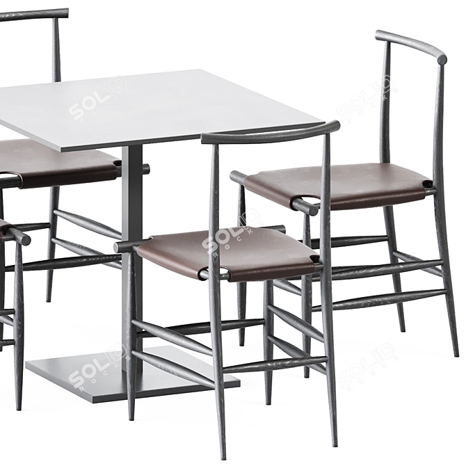 Modern Dining Set: Dado S80 Table & Pelleossa Chair 3D model image 3