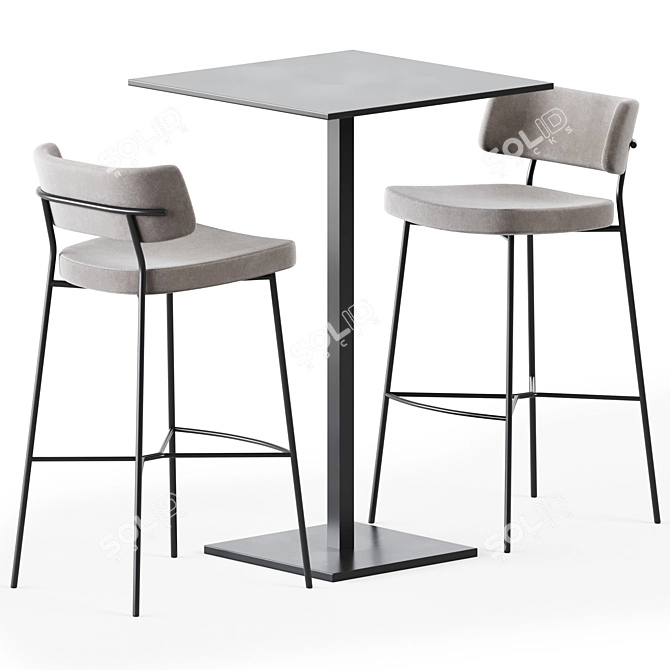 Modern Bar Set: Dado S70 Table & Marlen Bar Chair 3D model image 1