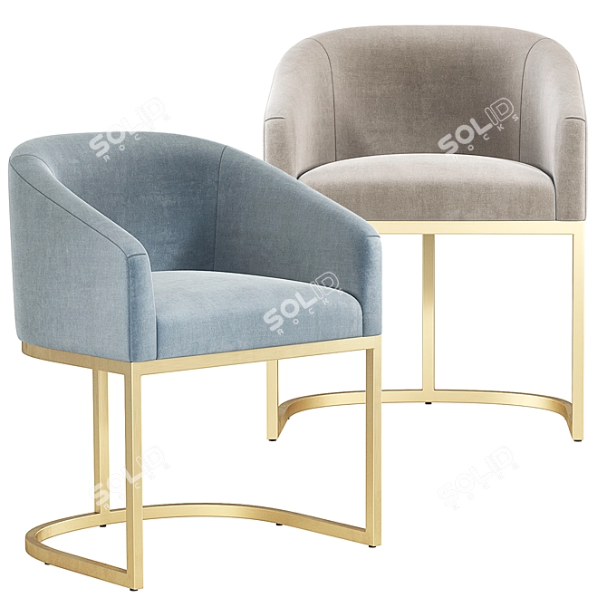 Elegant Emery Barrelback Armchair 3D model image 2