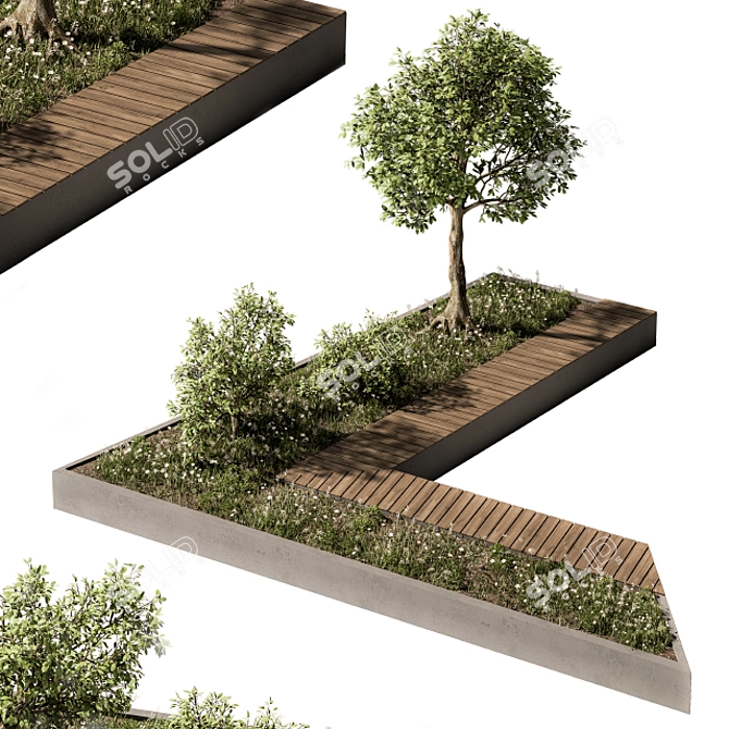 Urban Oasis Bench Set 24 3D model image 1