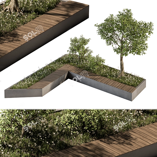 Urban Oasis Bench Set 24 3D model image 2