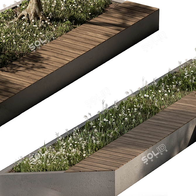 Urban Oasis Bench Set 24 3D model image 5