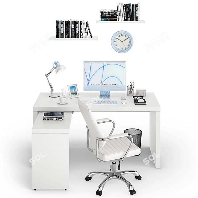 Workplace iMac Blue 3D model image 2