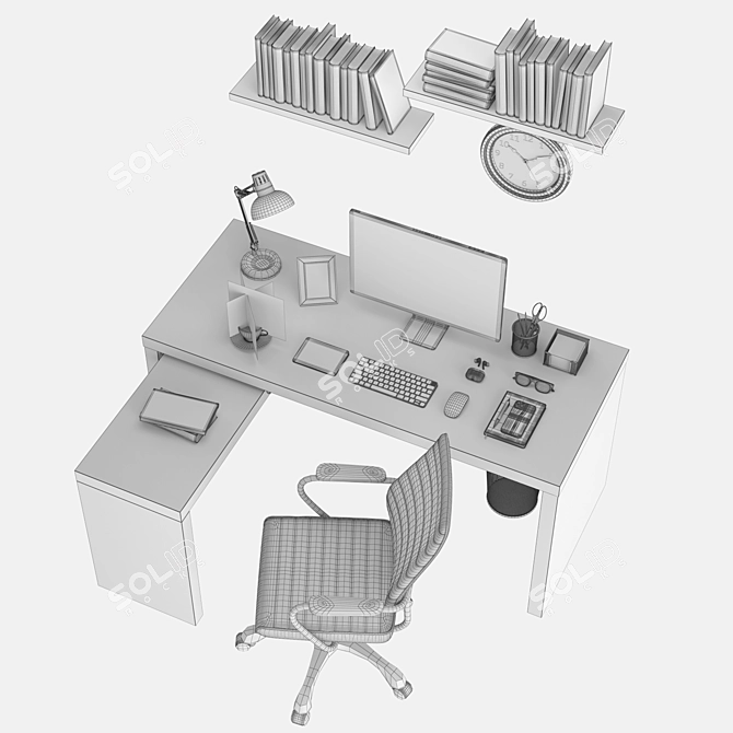 Workplace iMac Blue 3D model image 7