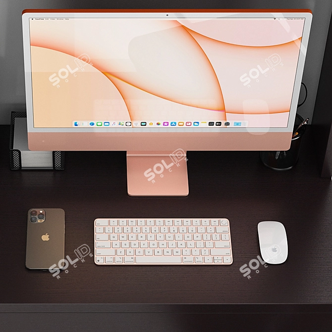 iMac Orange: The Perfect Workplace Upgrade 3D model image 6