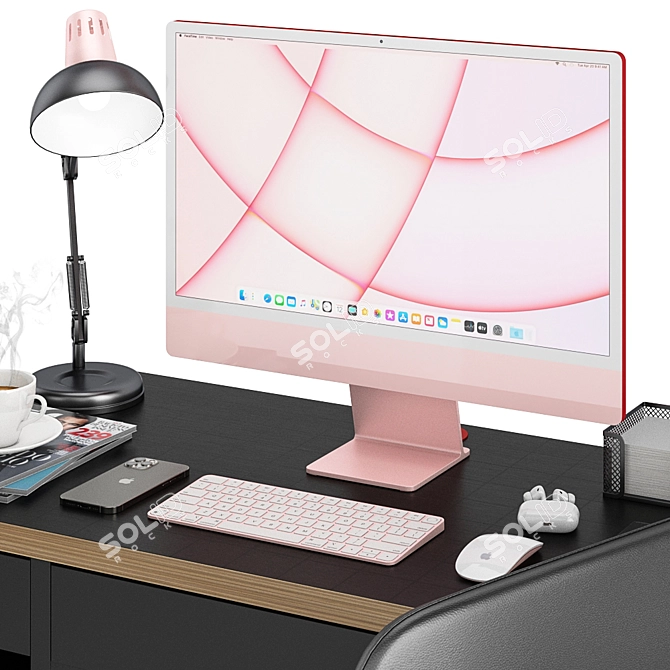 Pink iMac: Stylish and Powerful Workstation 3D model image 4