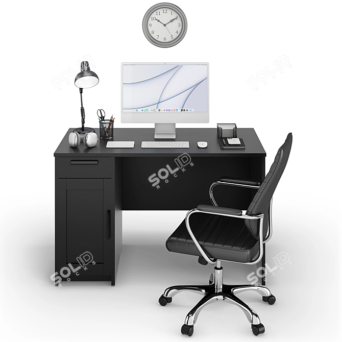 Silver iMac: The Ultimate Workplace Solution 3D model image 2