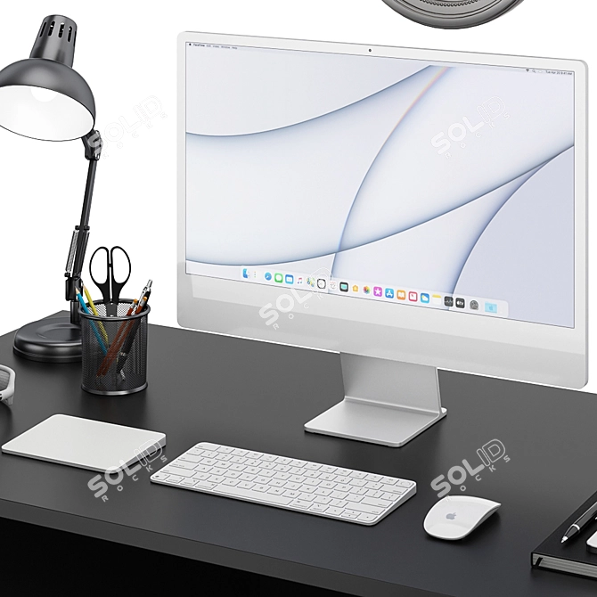 Silver iMac: The Ultimate Workplace Solution 3D model image 4