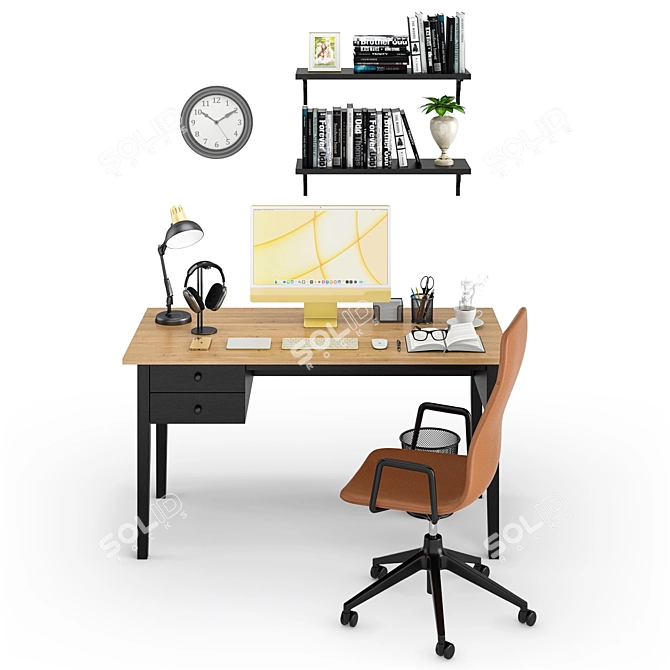 Sleek Yellow iMac for Productive Workplaces 3D model image 2