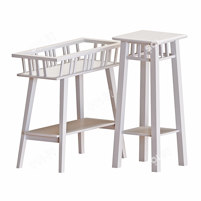 Sleek White Plant Stand 3D model image 2