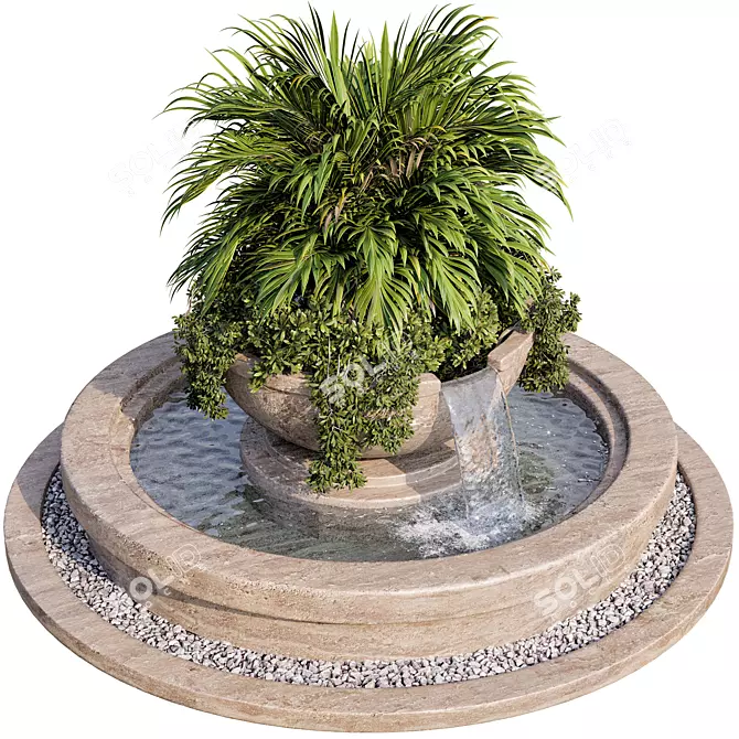  Green Oasis Fountain: Modern Plant & Water Feature 3D model image 1