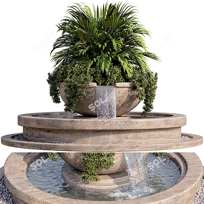  Green Oasis Fountain: Modern Plant & Water Feature 3D model image 2