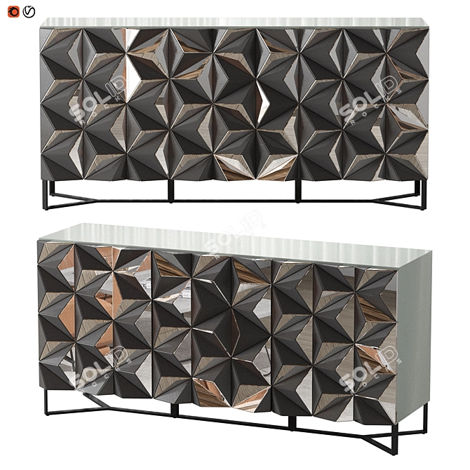 Art Deco Mirror Sideboard: Thaya 3D model image 1