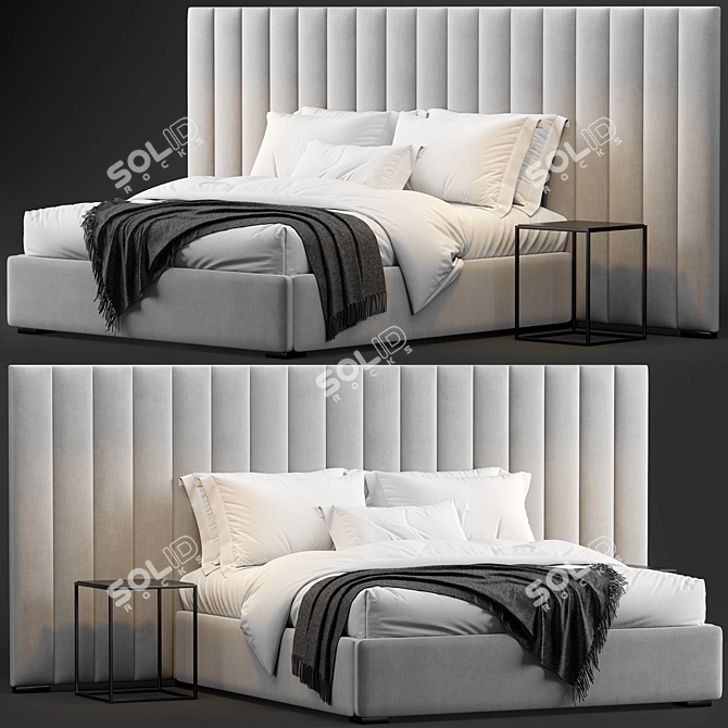 RH Modena Extended Platform Bed: Sleek Vertical Design 3D model image 1