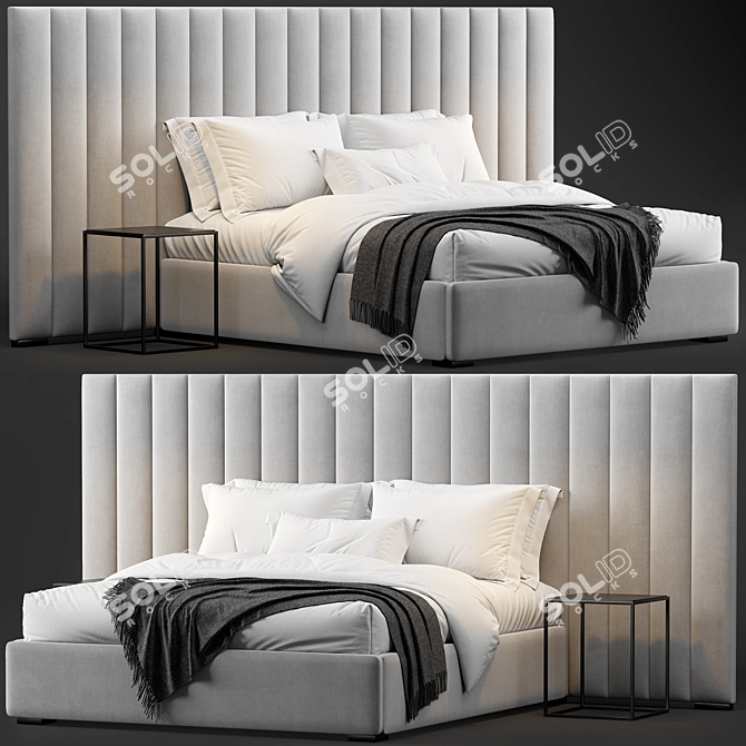 RH Modena Extended Platform Bed: Sleek Vertical Design 3D model image 2