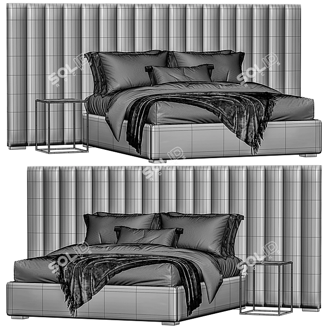 RH Modena Extended Platform Bed: Sleek Vertical Design 3D model image 3