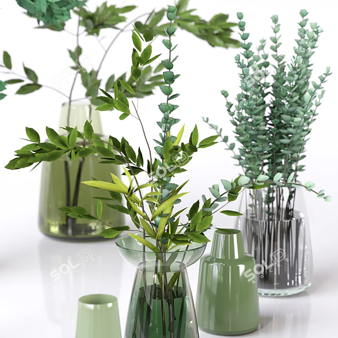 Greenery Bliss: Vases of Natural Elegance 3D model image 2