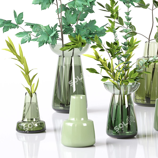 Greenery Bliss: Vases of Natural Elegance 3D model image 3