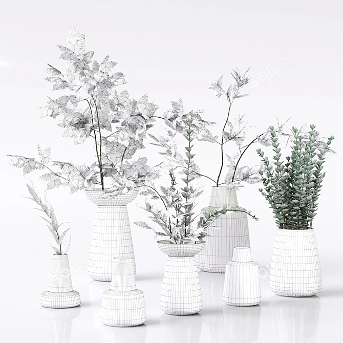 Greenery Bliss: Vases of Natural Elegance 3D model image 8