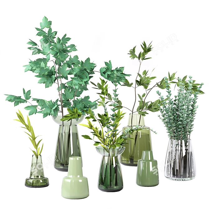 Greenery Bliss: Vases of Natural Elegance 3D model image 9