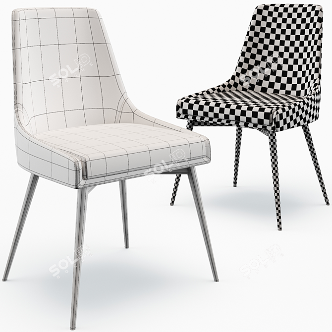 Elegant Ellenberger Velvet Chair 3D model image 5