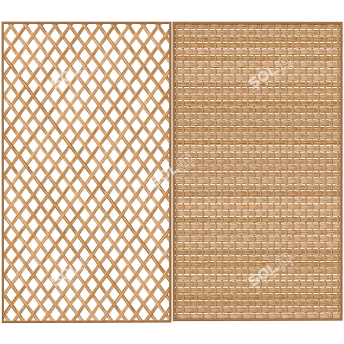 Rustic Rattan Room Divider 3D model image 7