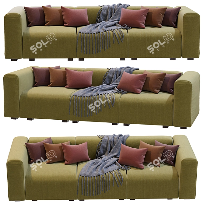 Modern Hay Mags 3-Seater Sofa 3D model image 1