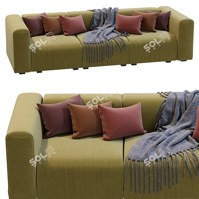Modern Hay Mags 3-Seater Sofa 3D model image 3