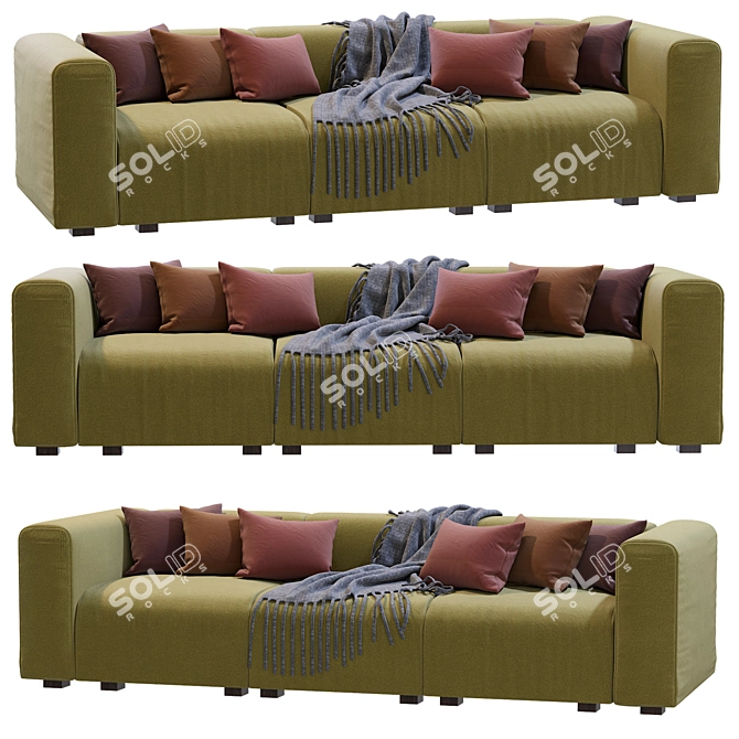 Modern Hay Mags 3-Seater Sofa 3D model image 4