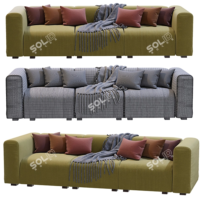 Modern Hay Mags 3-Seater Sofa 3D model image 5