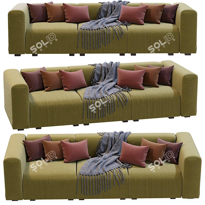 Modern Hay Mags 3-Seater Sofa 3D model image 6