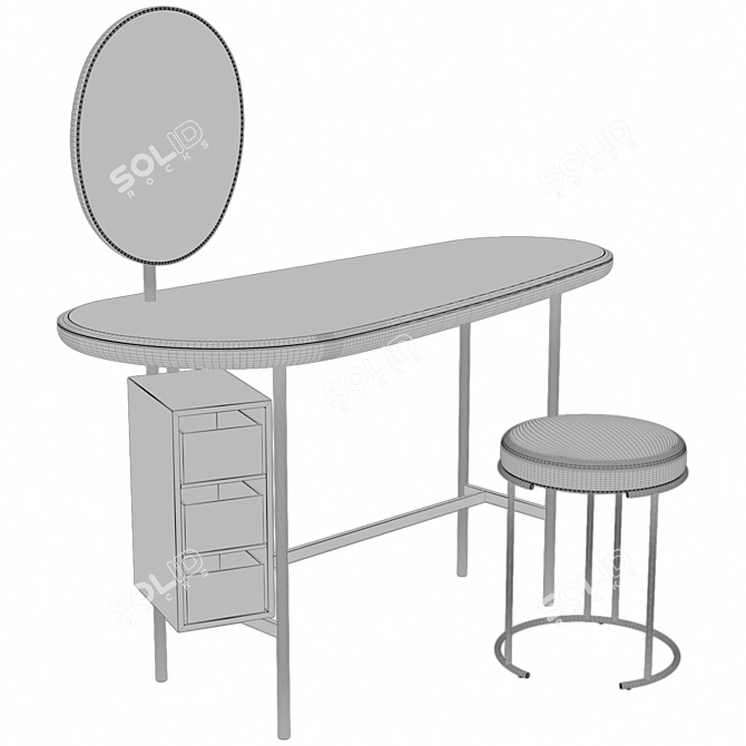 Luxury Living: Divani Pebble + Nina Dressing Table & Stool 3D model image 1