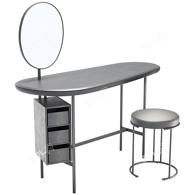 Luxury Living: Divani Pebble + Nina Dressing Table & Stool 3D model image 4