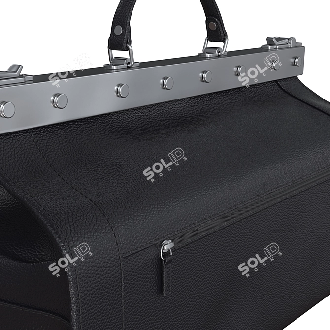 Bruno Perri Black Leather Travel Bag 3D model image 4