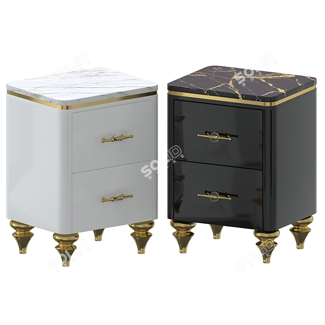 Marble Bedside Tables - Stylish and Elegant 3D model image 1