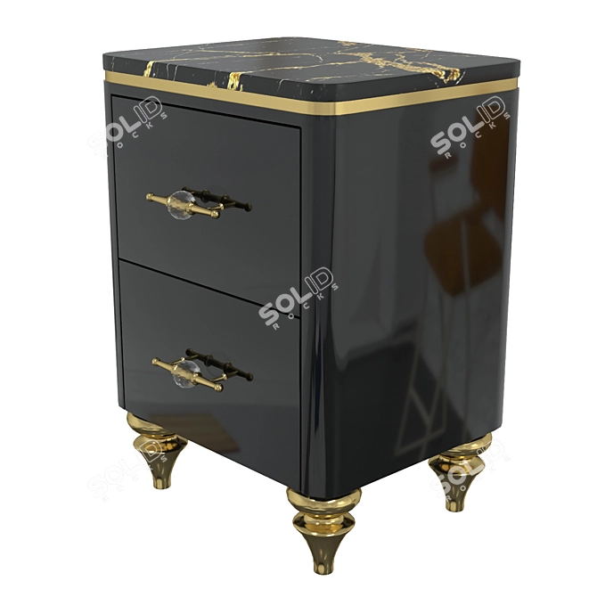 Marble Bedside Tables - Stylish and Elegant 3D model image 2