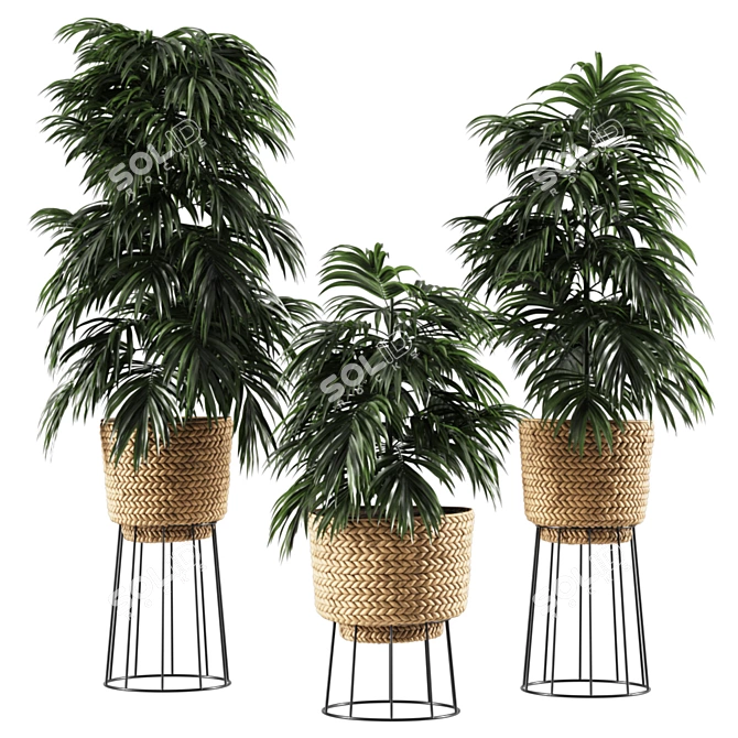 Elegant Bamboo Vase Plant 3D model image 1