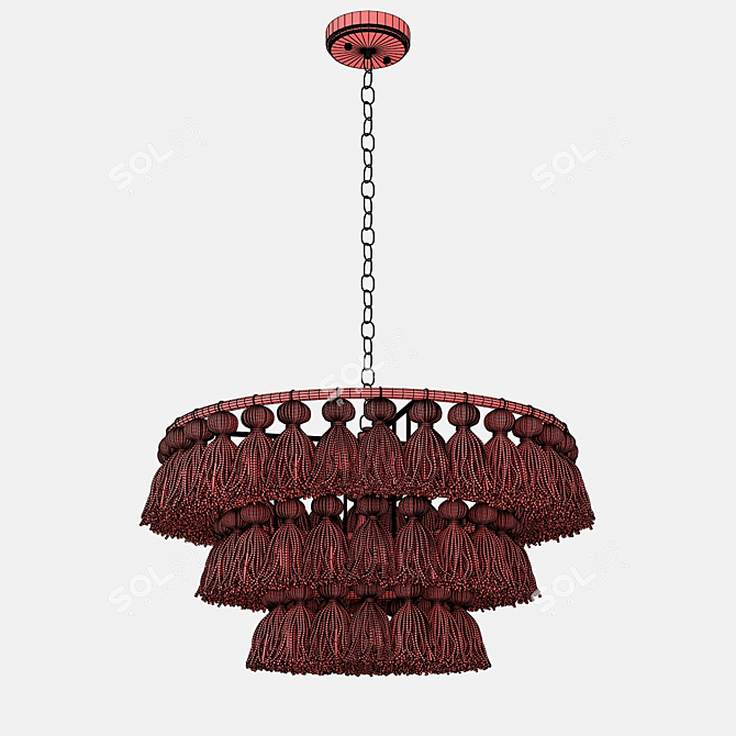 Modern Cotton Brush Suspension Light 3D model image 2