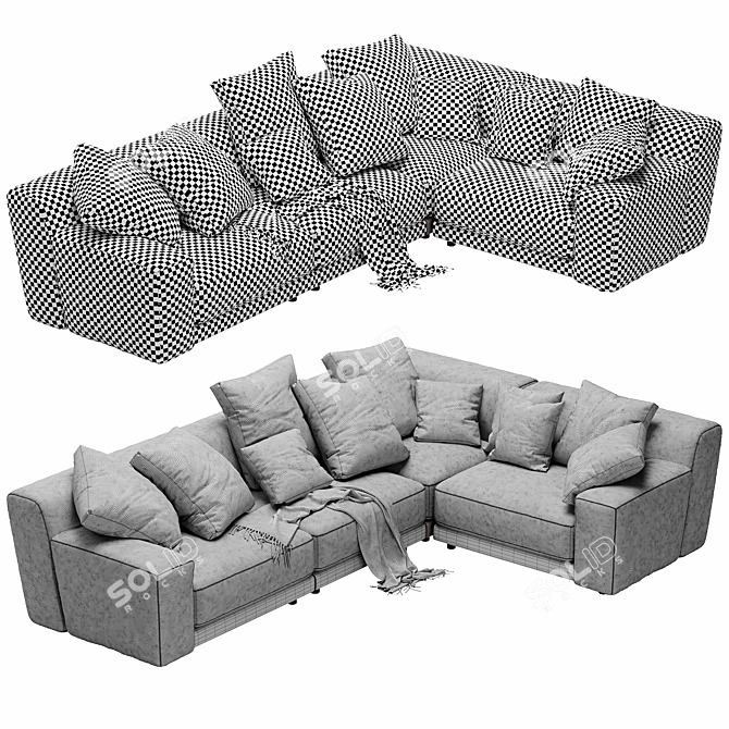 Modern Blanche Tutto Sectional: Versatile, Stylish, and High-Quality 3D model image 5