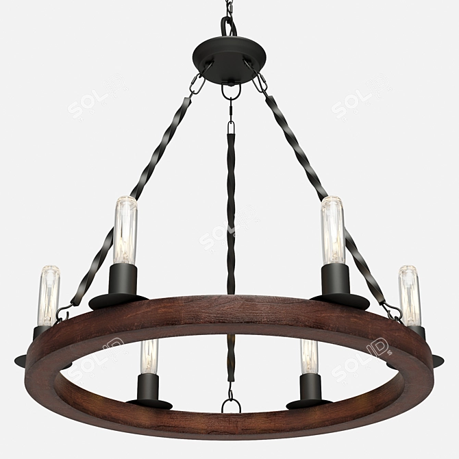 Rustic Halo Chandelier 3D model image 1