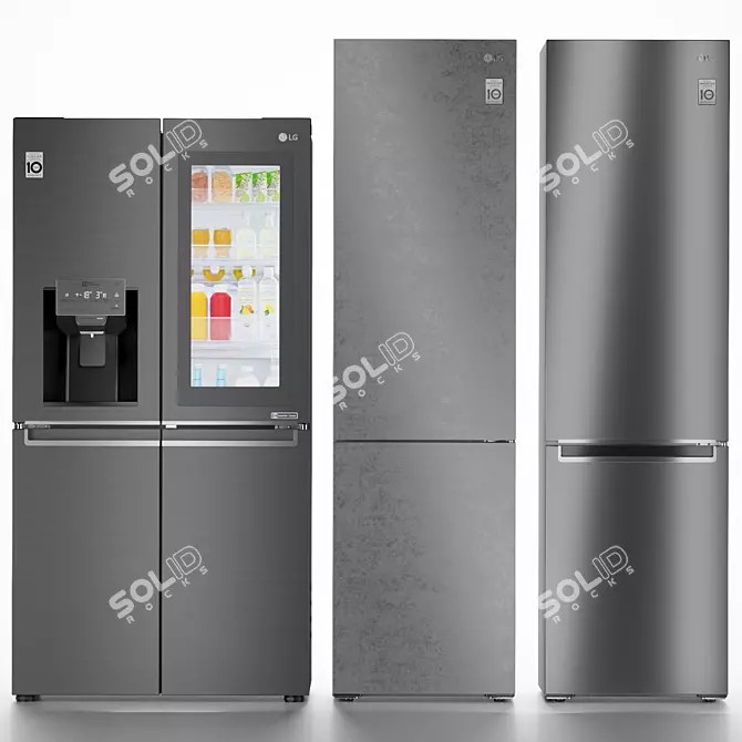 LG Refrigerator Set 6: Side-by-Side, DoorCooling+, & Freezer 3D model image 1