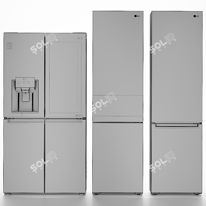 LG Refrigerator Set 6: Side-by-Side, DoorCooling+, & Freezer 3D model image 6