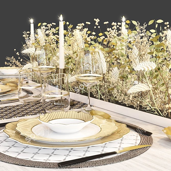 Elegant Dining Table Set 3D model image 3