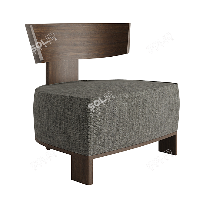 Modernist Oak Armchair 3D model image 1