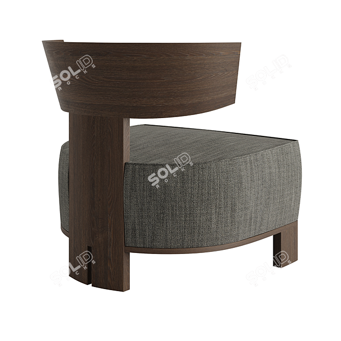 Modernist Oak Armchair 3D model image 2