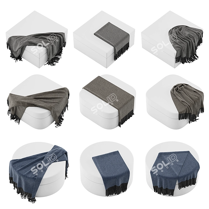 Cozy Plaid Throw Blanket Set 3D model image 1