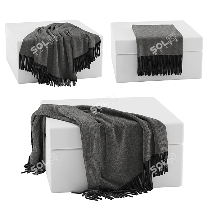 Cozy Plaid Throw Blanket Set 3D model image 4